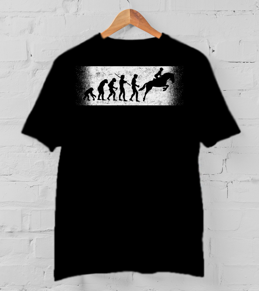 Funny Horse Riding Evolution Ofman Silhouette Progression T-Shirt