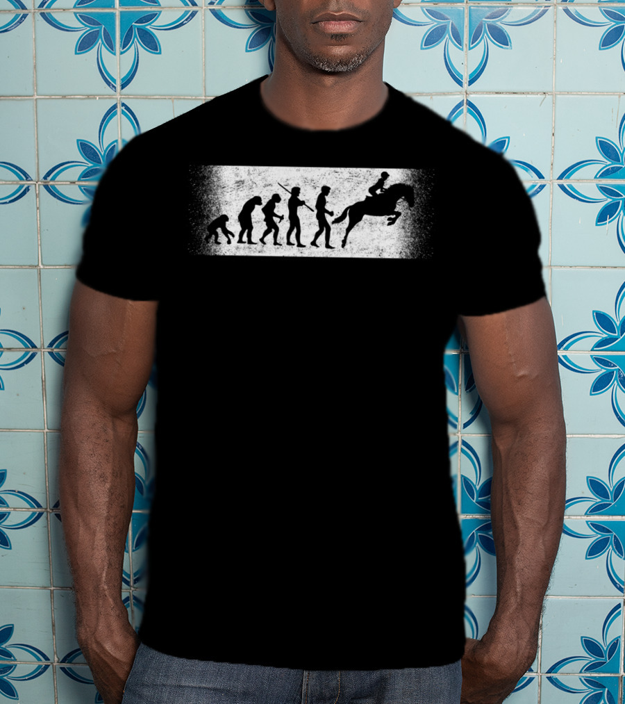 Funny Horse Riding Evolution Ofman Silhouette Progression T-Shirt