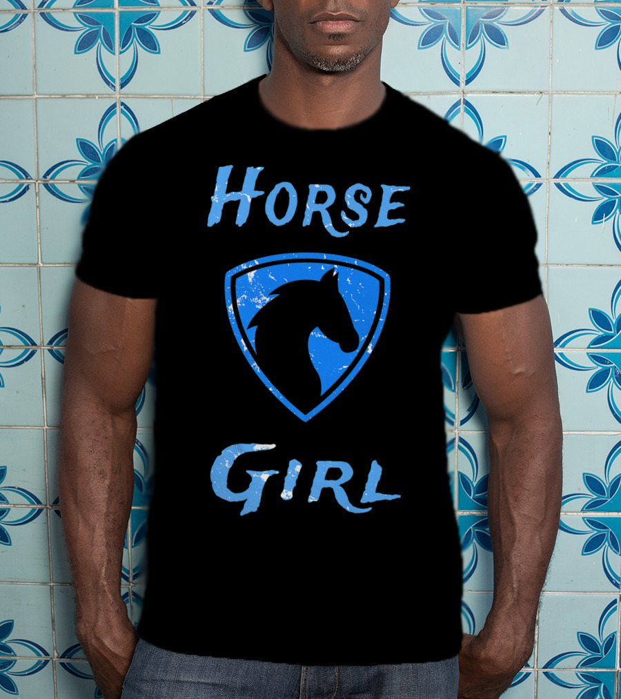 Horse Girl Distressed Badge Look T-Shirt
