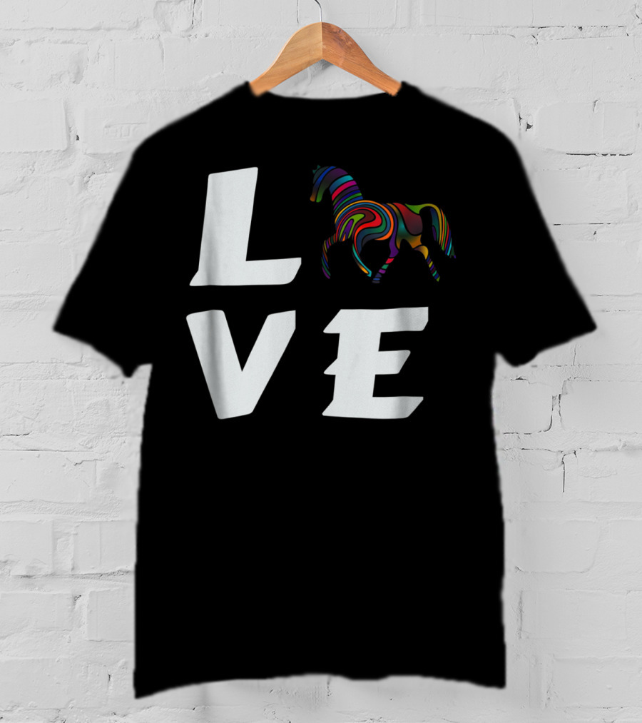 LOVE Girls Love Horses Colorful Horse T-Shirt