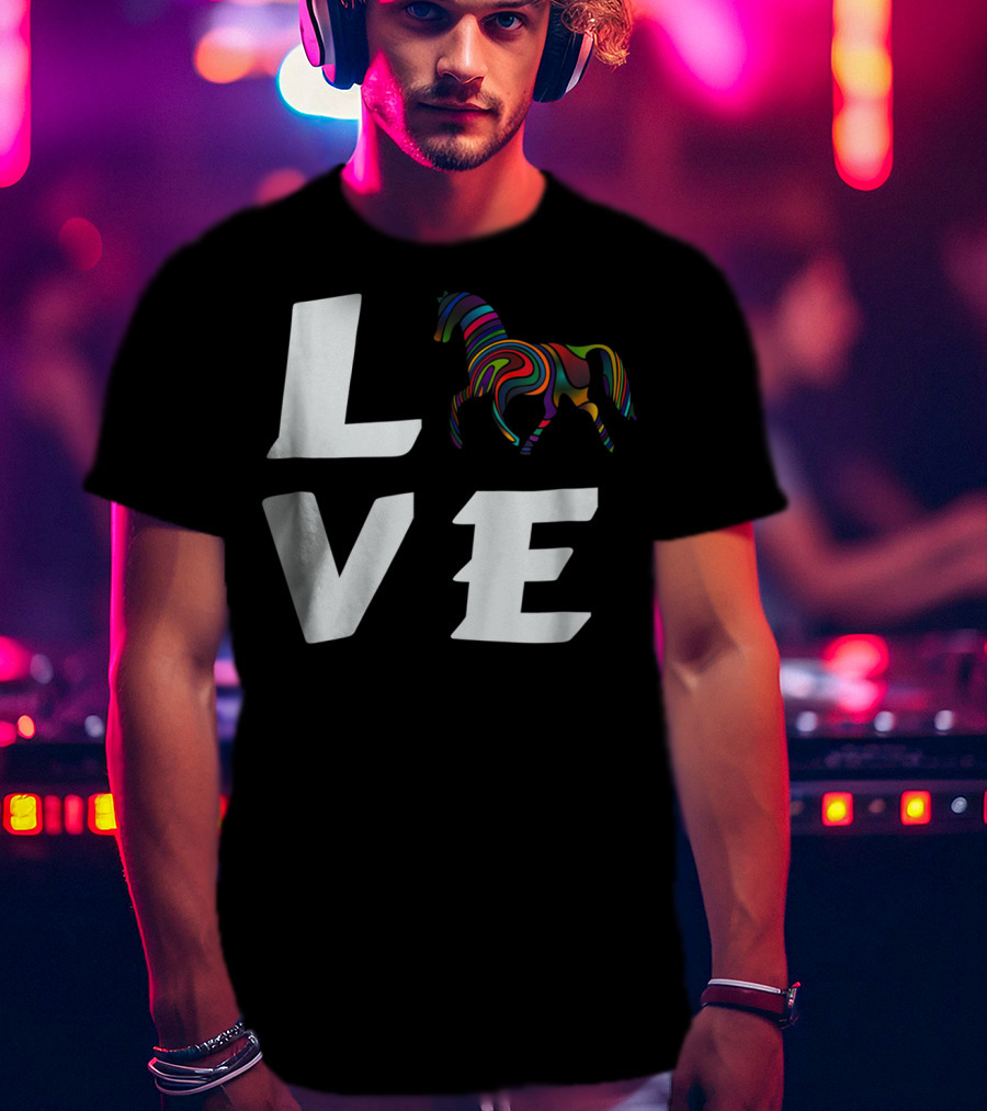 LOVE Girls Love Horses Colorful Horse T-Shirt
