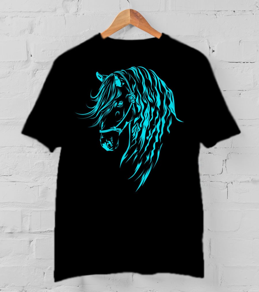 Glowing Forelock Horse Blueprint T-Shirt