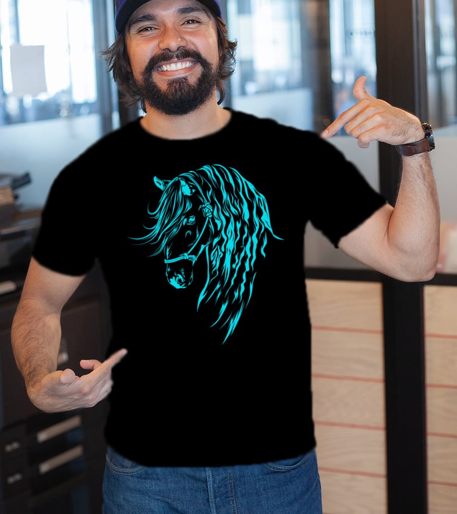 Glowing Forelock Horse Blueprint T-Shirt