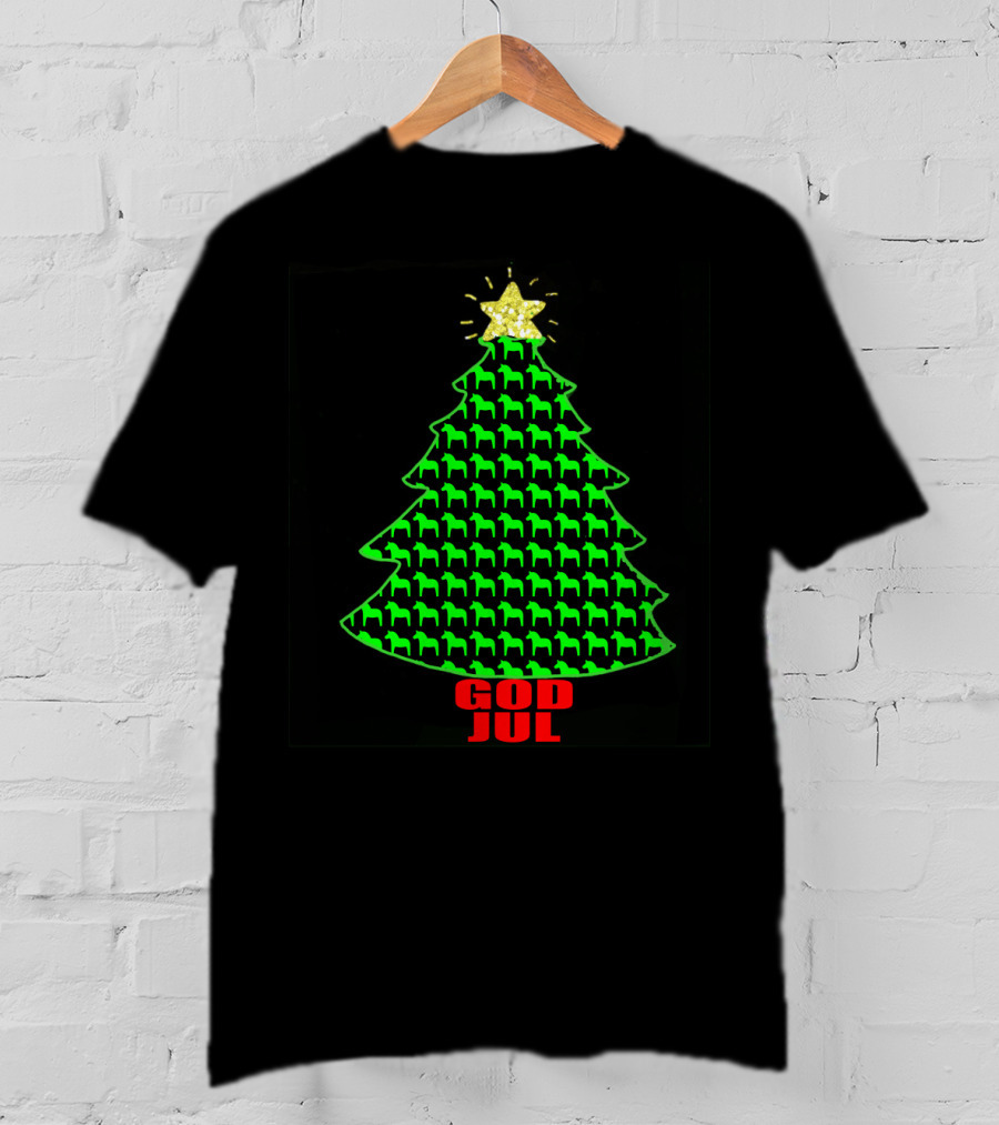 God Jul Dala Horse Christmas Tree Swedish VA T-Shirt