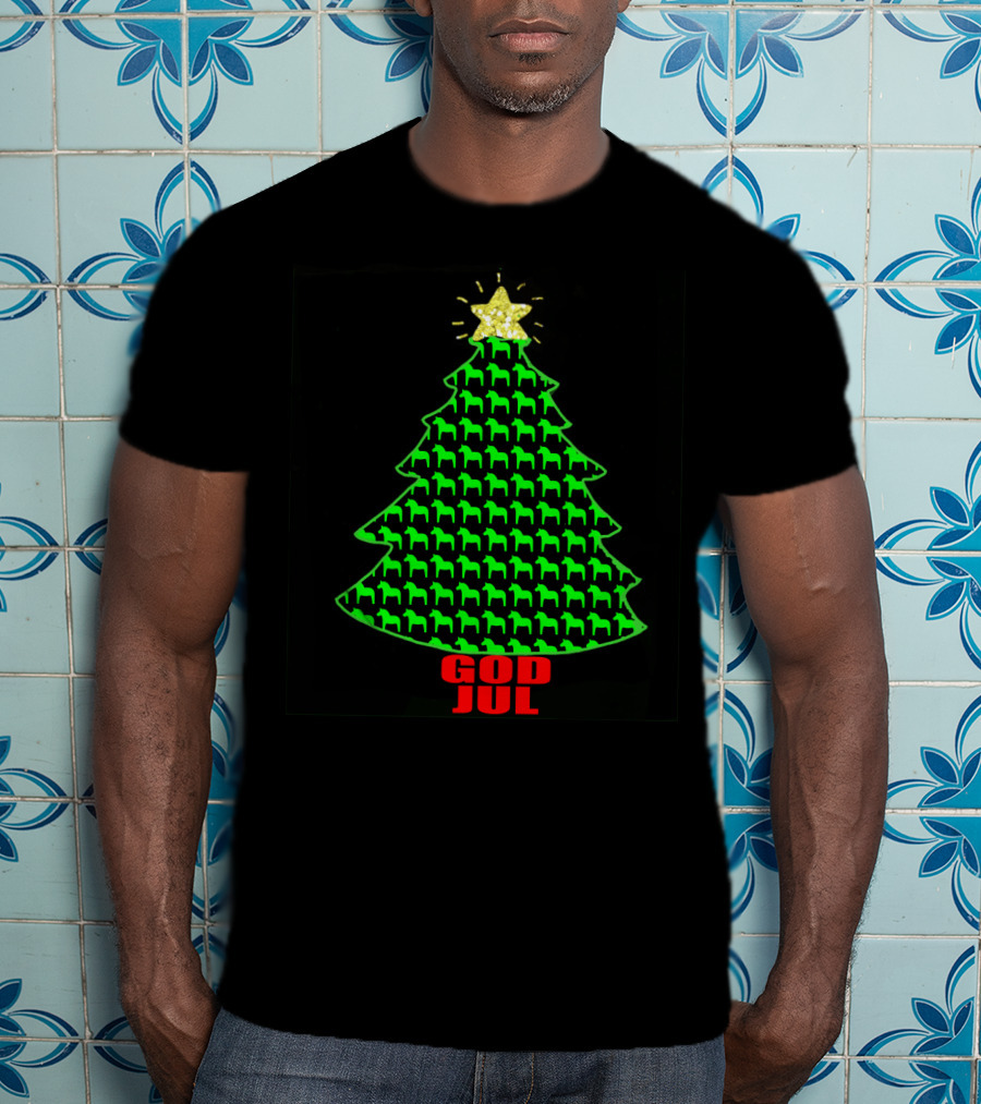 God Jul Dala Horse Christmas Tree Swedish VA T-Shirt