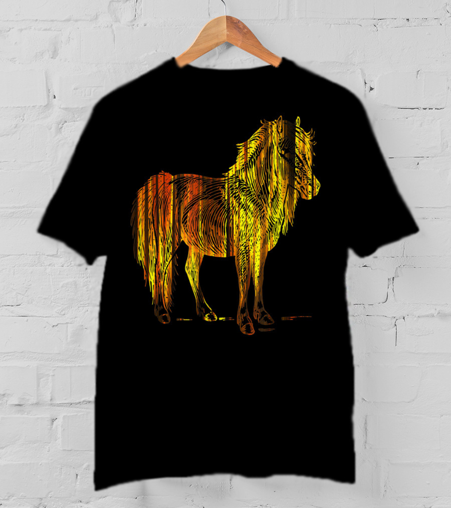 Golden Sparkling Horse Illuminated Elegance T-Shirt