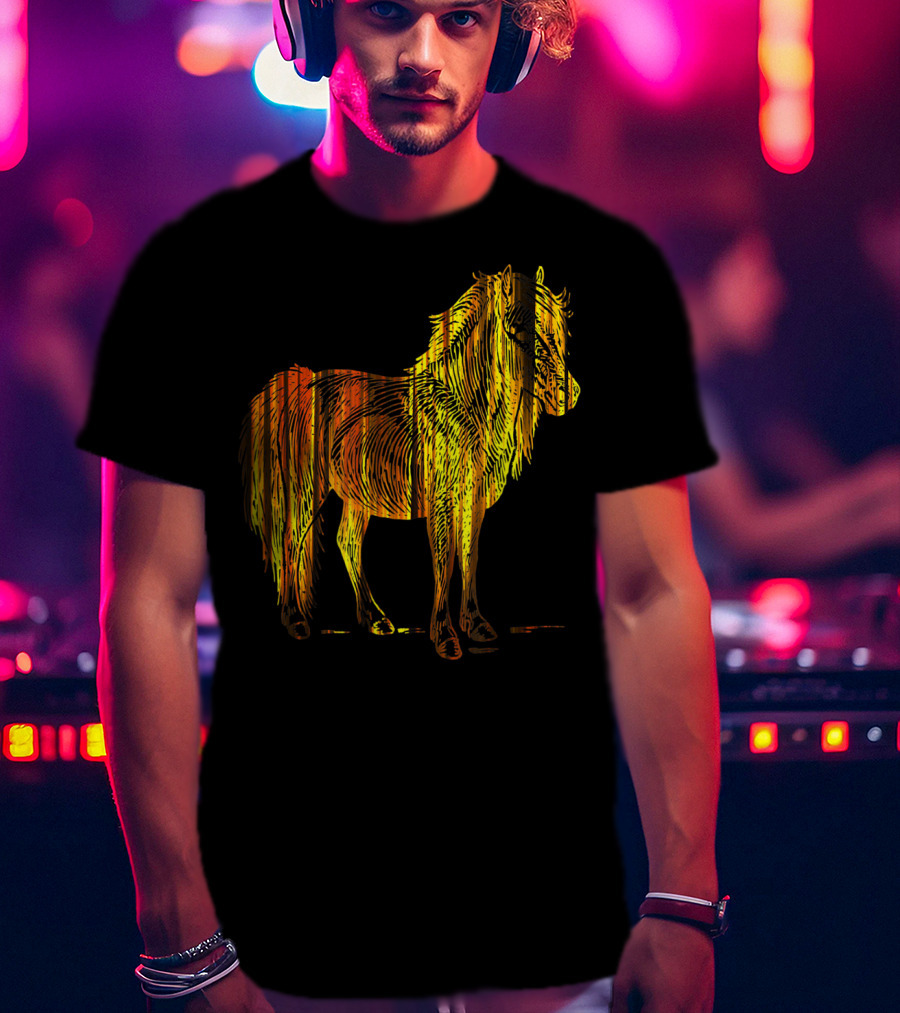 Golden Sparkling Horse Illuminated Elegance T-Shirt
