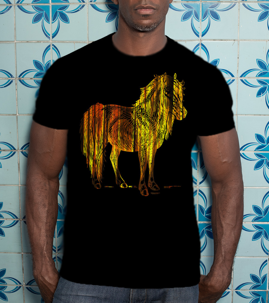 Golden Sparkling Horse Illuminated Elegance T-Shirt