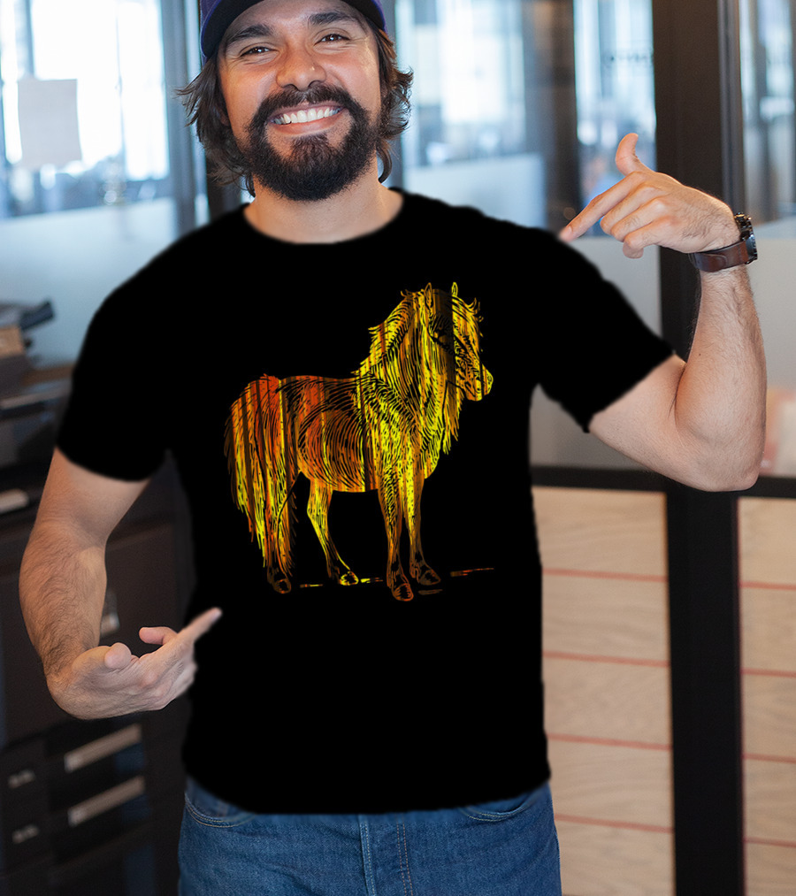 Golden Sparkling Horse Illuminated Elegance T-Shirt