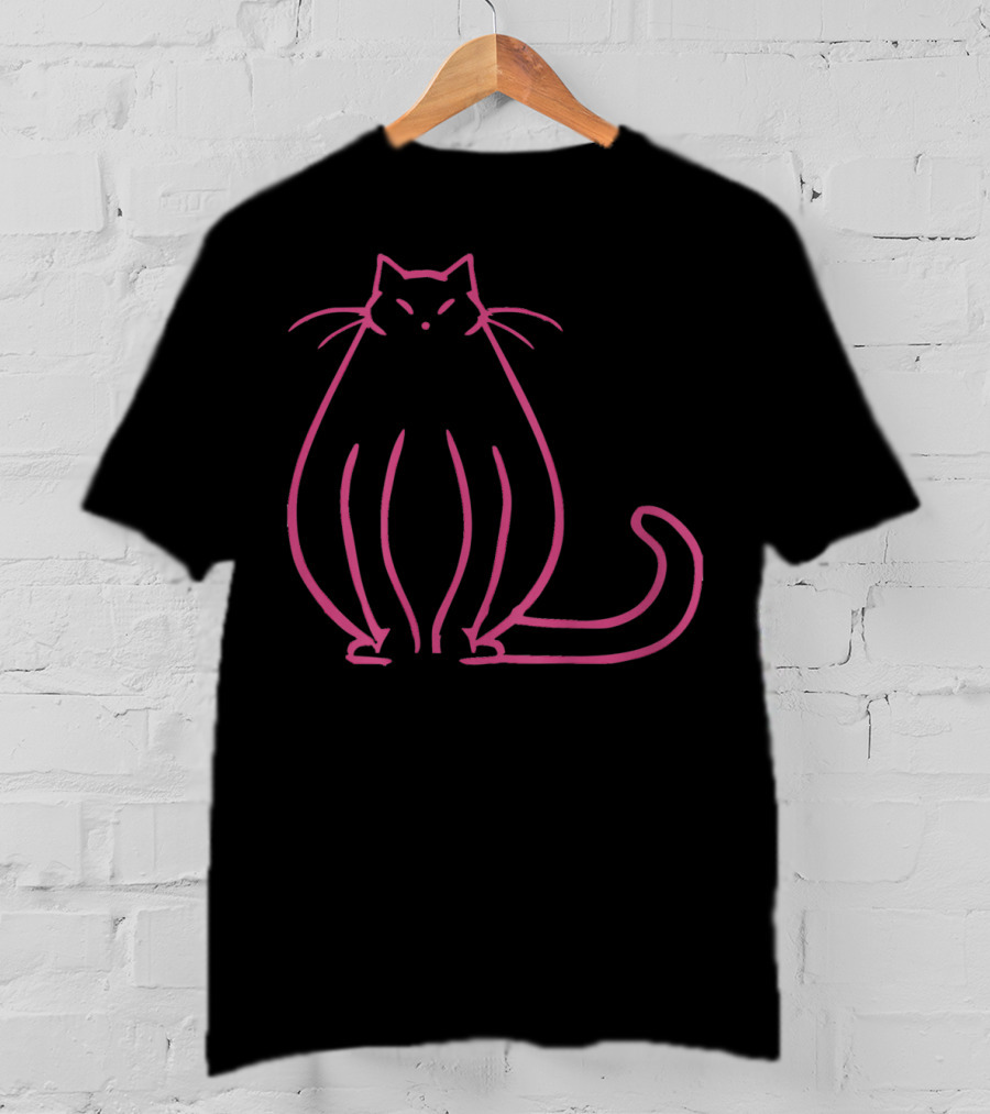 Classic Pink Cat Outline T-Shirt