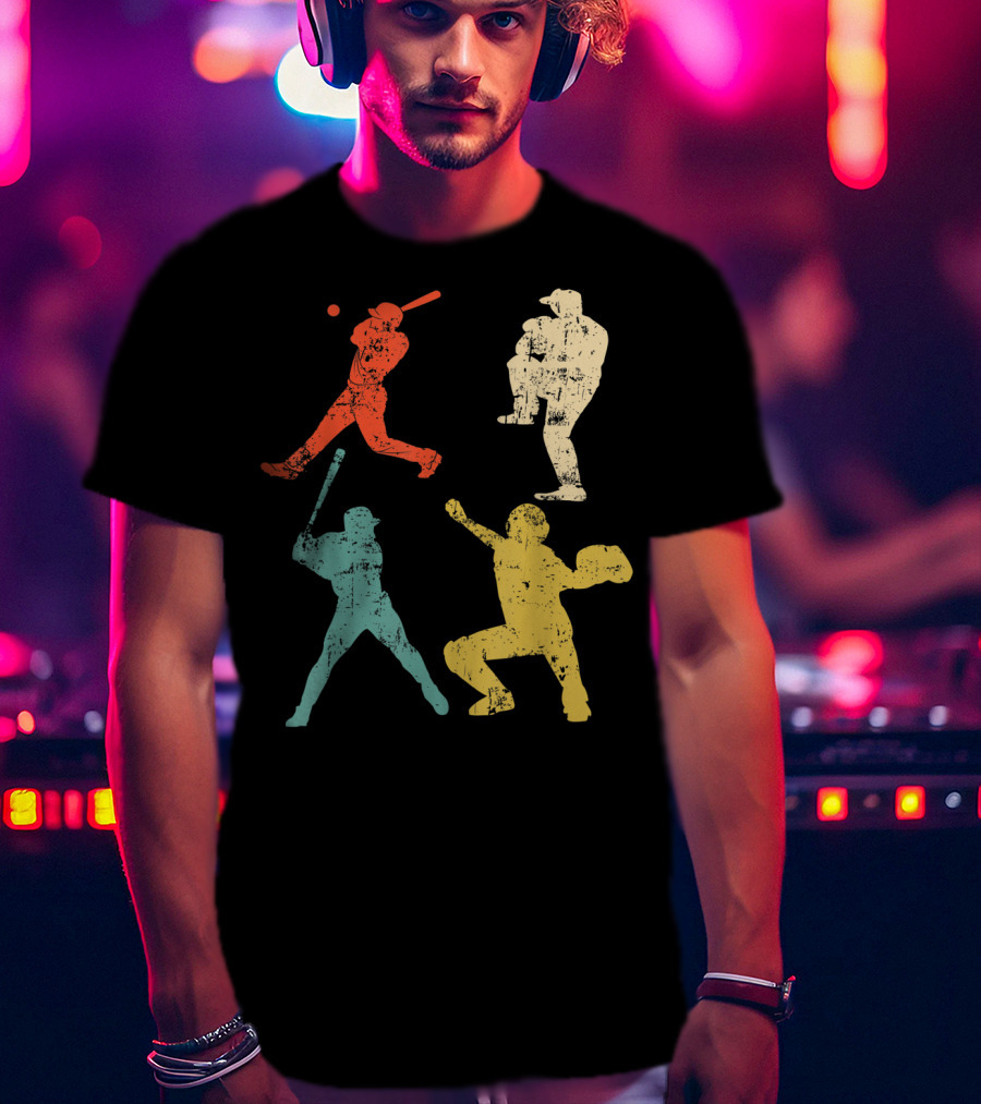 Retro 70s 80s Softball Player T-Shirt