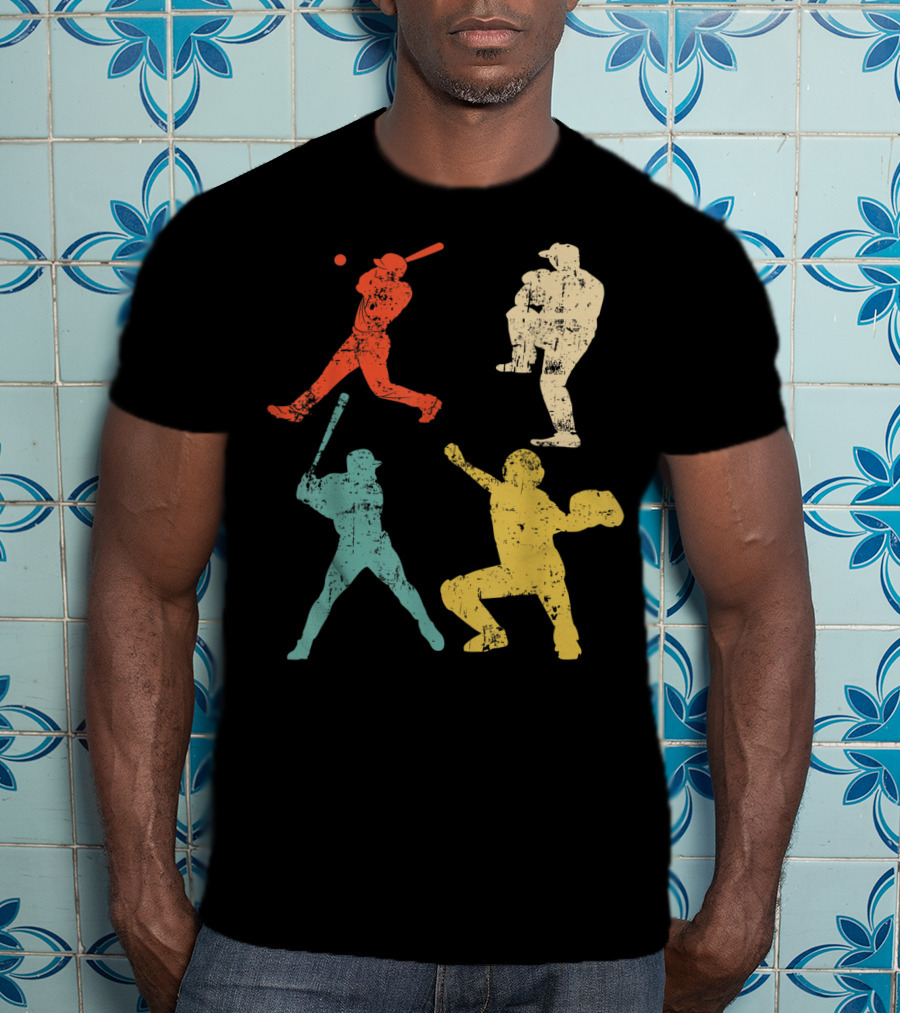 Retro 70s 80s Softball Player T-Shirt