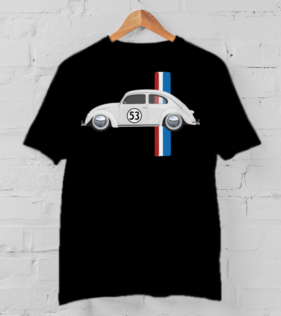 Classic Vintage Car Oldtimer 53 Bug Buggy With Red White Blue Stripes T-Shirt