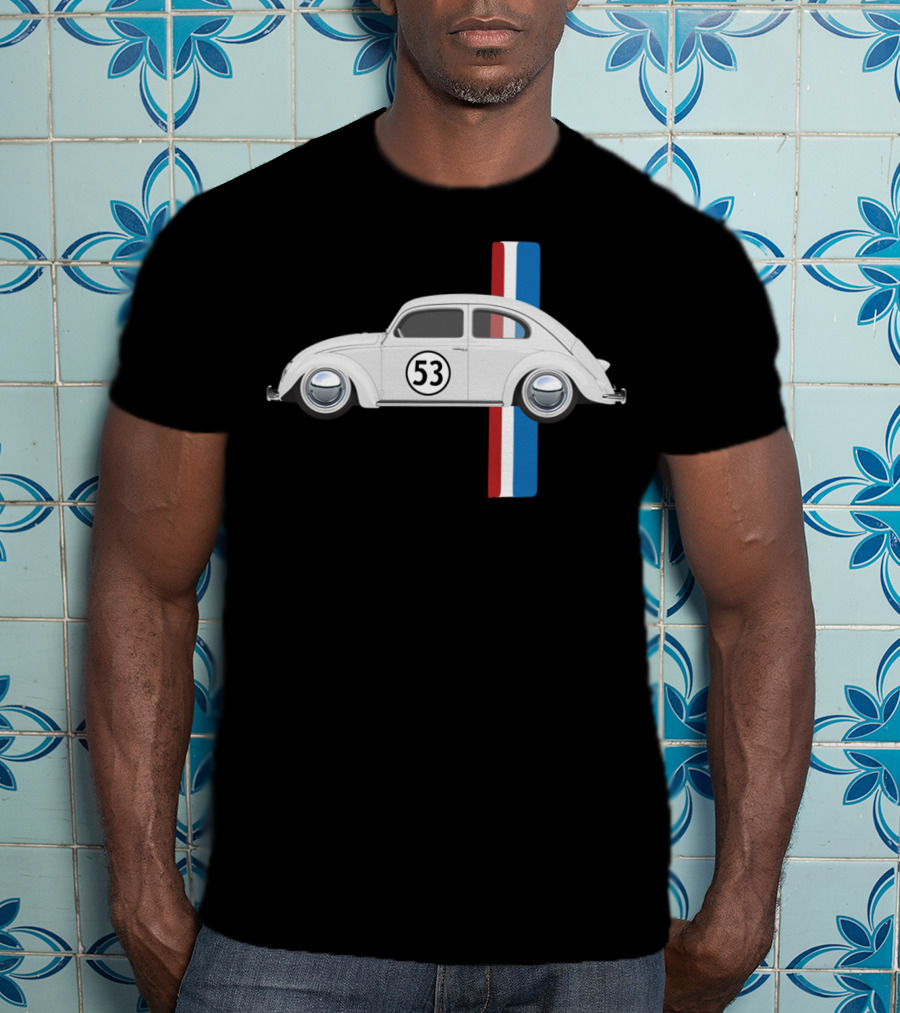 Classic Vintage Car Oldtimer 53 Bug Buggy With Red White Blue Stripes T-Shirt