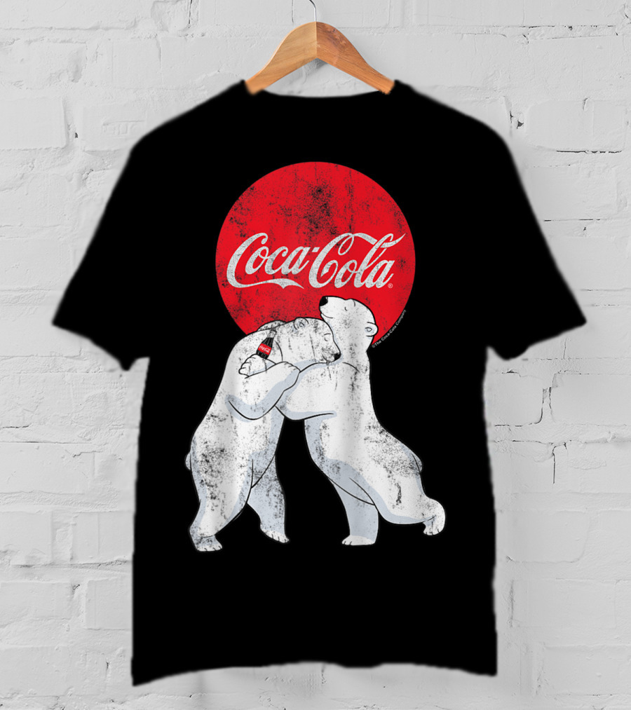 Coca-Cola Christmas Polar Bears Hugging With Red Circle Classic BL T-Shirt