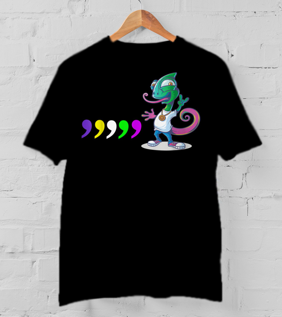 Comma Chameleons 80S Sound Rock Colorful T-Shirt