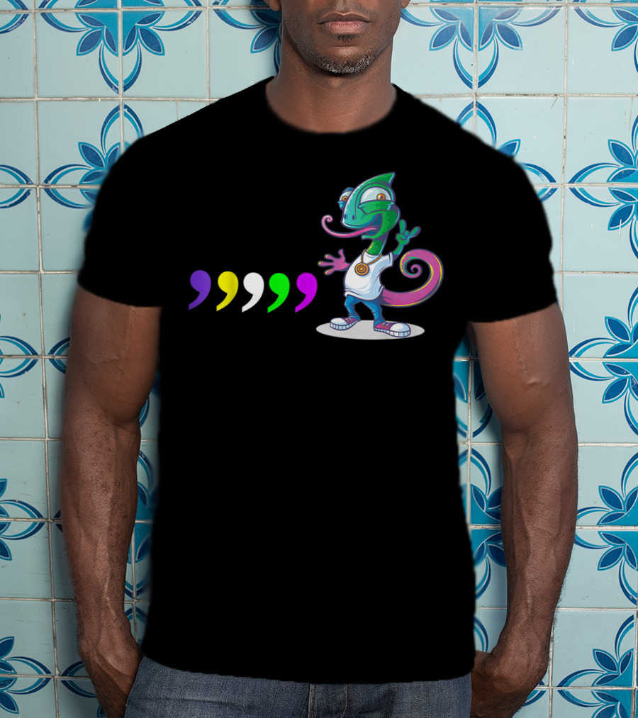 Comma Chameleons 80S Sound Rock Colorful T-Shirt