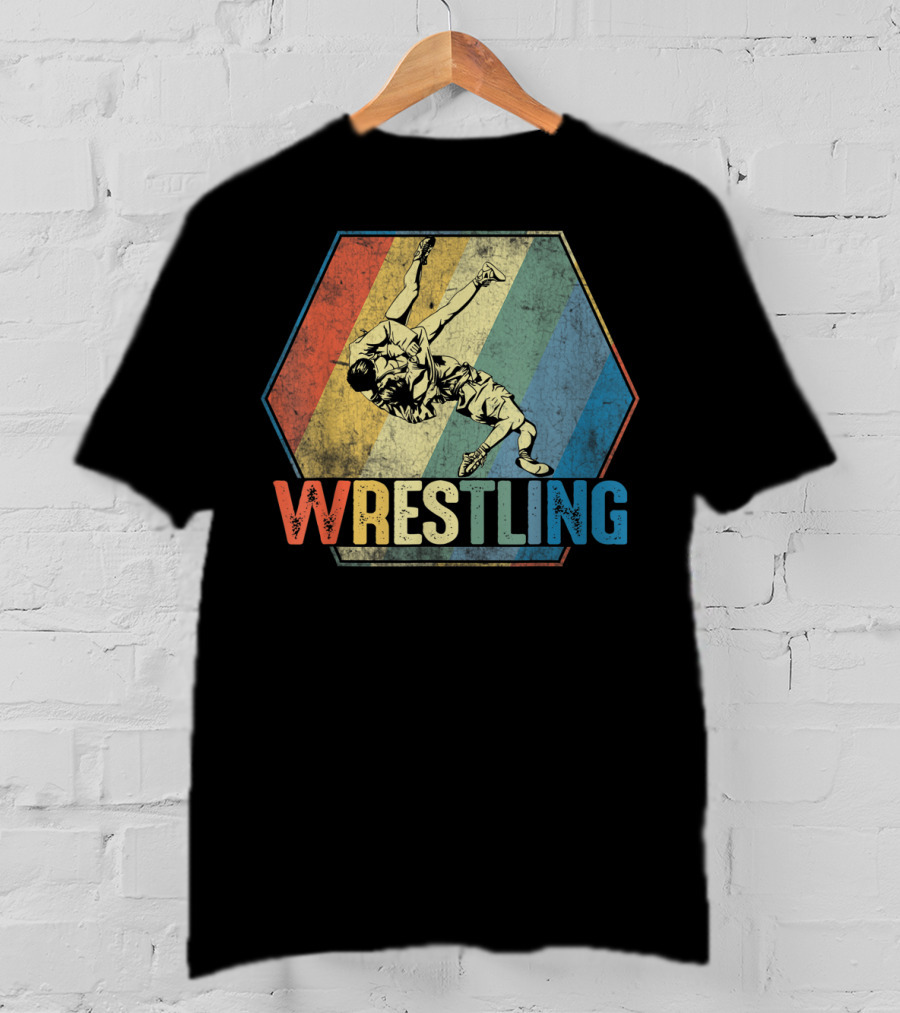 Retro Style Wrestling Throwdown Classic Sports Action T-Shirt