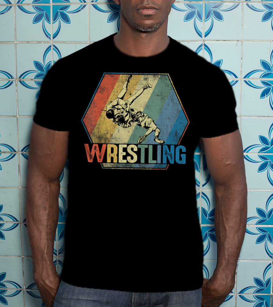 Retro Style Wrestling Throwdown Classic Sports Action T-Shirt