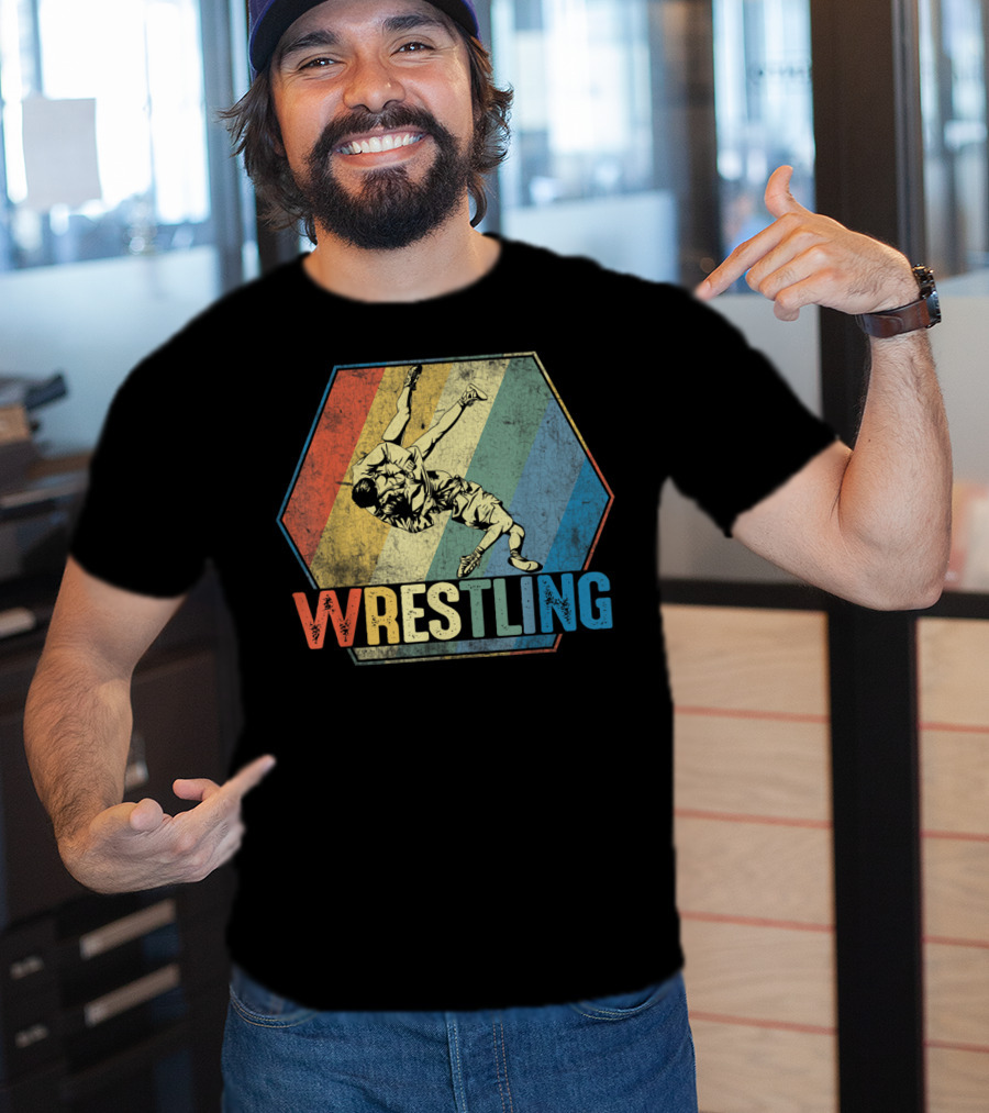 Retro Style Wrestling Throwdown Classic Sports Action T-Shirt