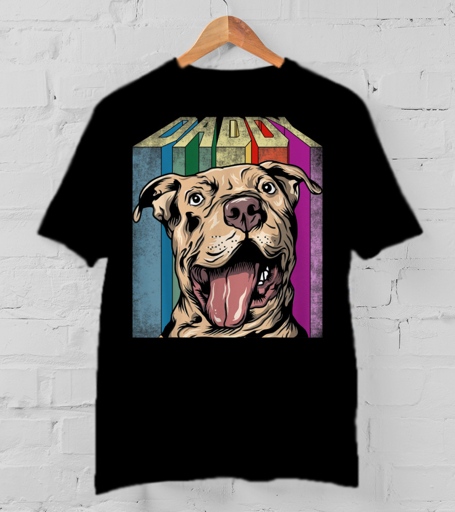 Daddy Colorful Pitbull Dog T-Shirt