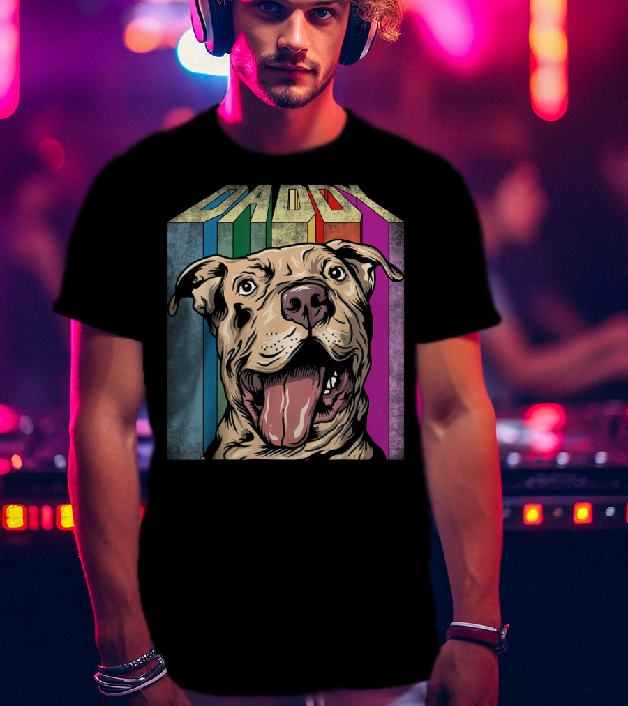Daddy Colorful Pitbull Dog T-Shirt