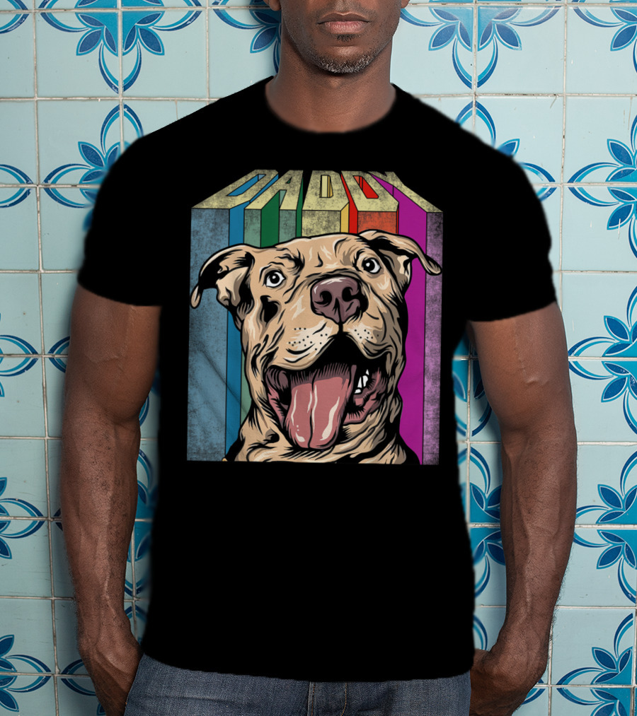 Daddy Colorful Pitbull Dog T-Shirt