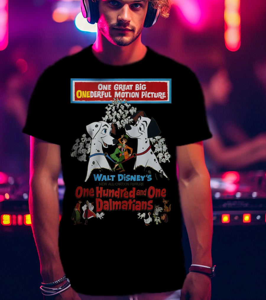 Walt Disney's One Hundred And One Dalmatians One Great Big ONEDERFUL Motion Picture T-Shirt