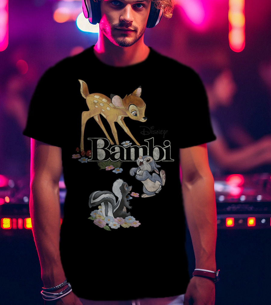 Disney Bambi Classic Group Shot Bambi Flower Thumper T-Shirt