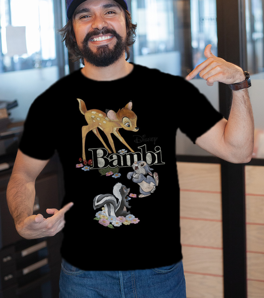 Disney Bambi Classic Group Shot Bambi Flower Thumper T-Shirt