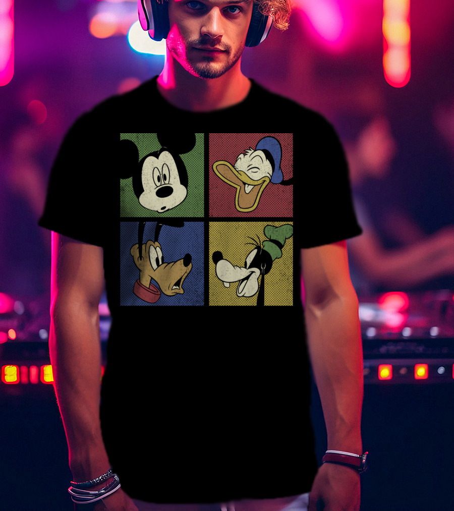 Disney Mickey Donald Pluto Goofy Classic Comic Group T-Shirt