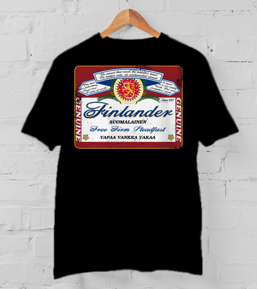 Finlander Genuine Suomilainen Free Firm Steadfast Vapaa Vankka Vakaa Finnish Vintage T-Shirt