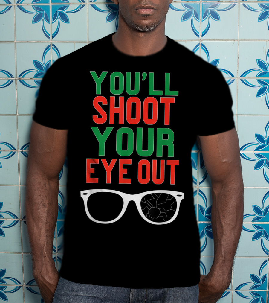 You'll Shoot Your Eye Out Funny Classic Christmas Glasses Cracked Lens T-Shirt