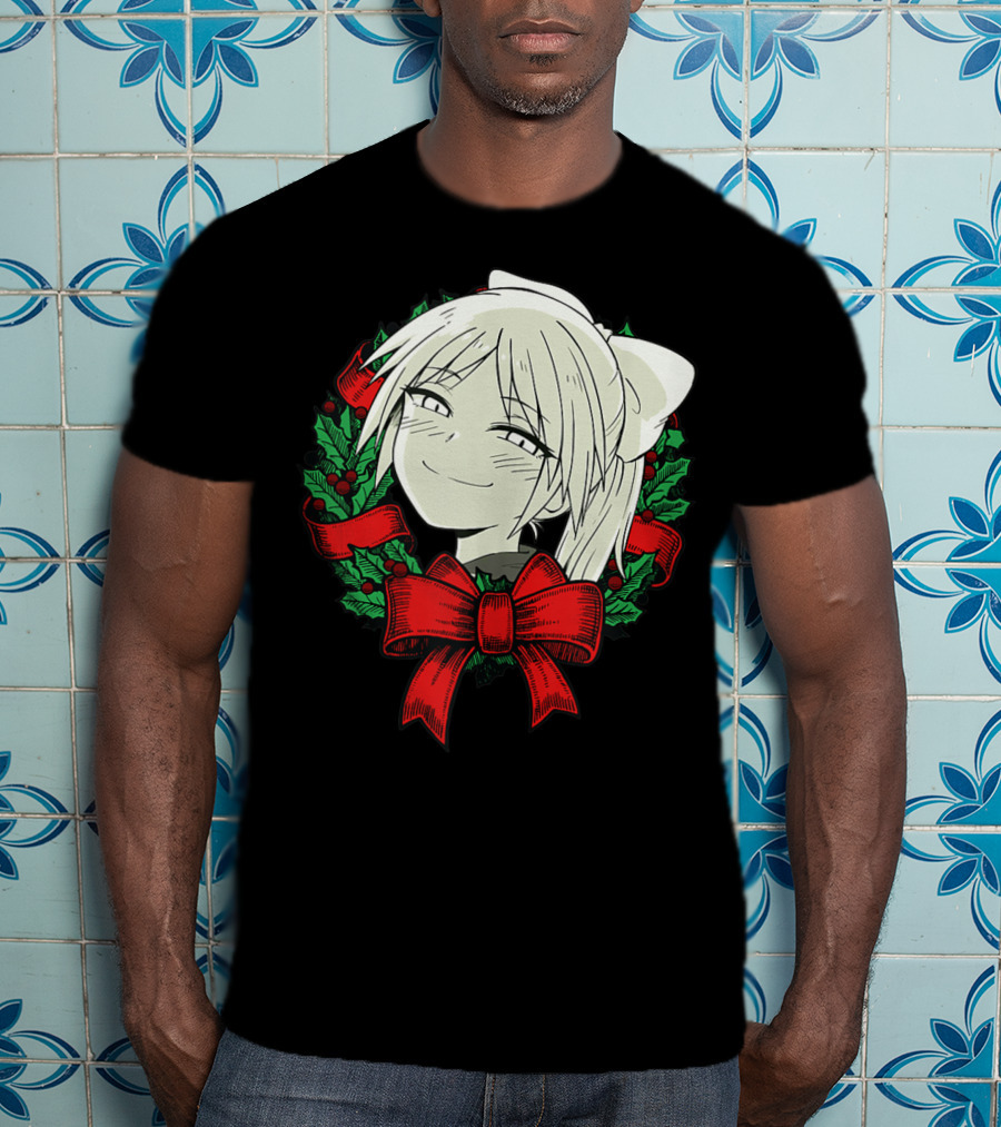 Funny Merry Christmas Manga Classic Wreath Happy T-Shirt