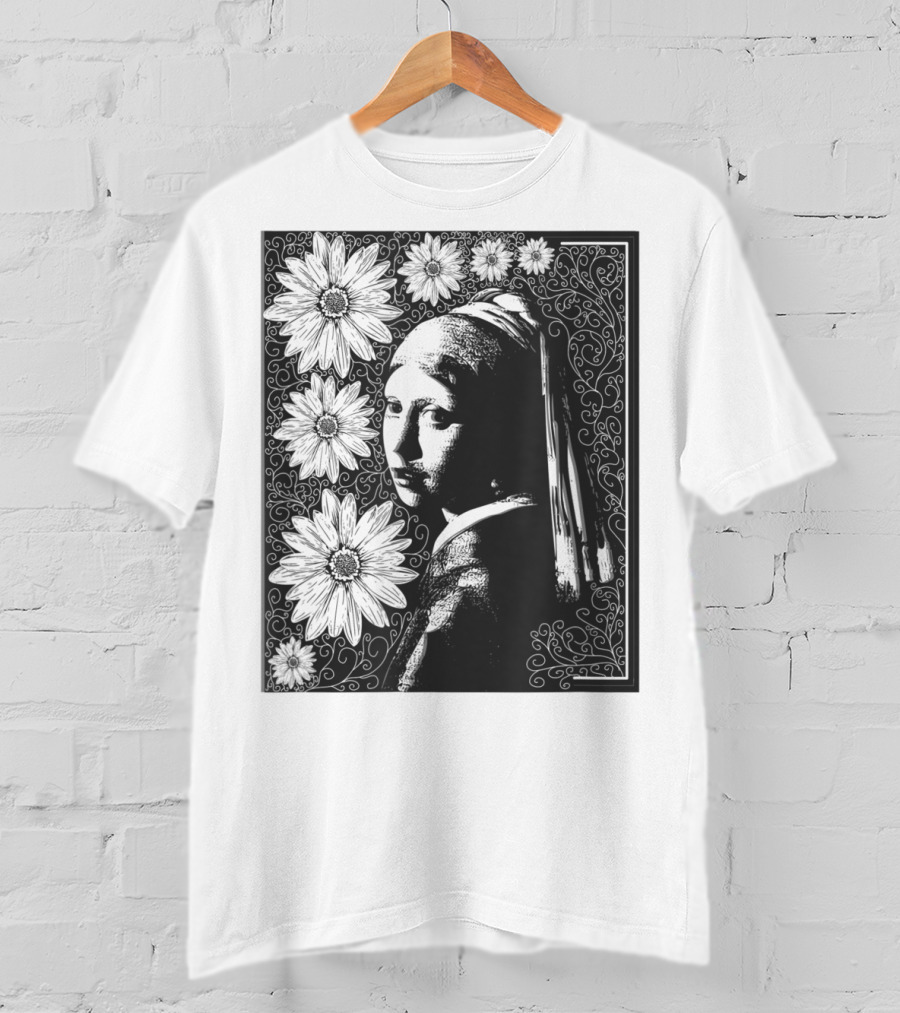Girl With A Pearl Earring Floral T-Shirt