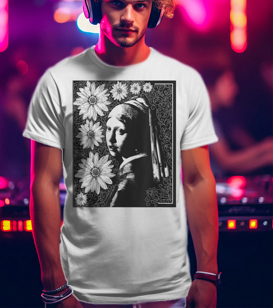 Girl With A Pearl Earring Floral T-Shirt