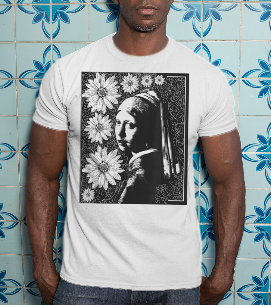 Girl With A Pearl Earring Floral T-Shirt