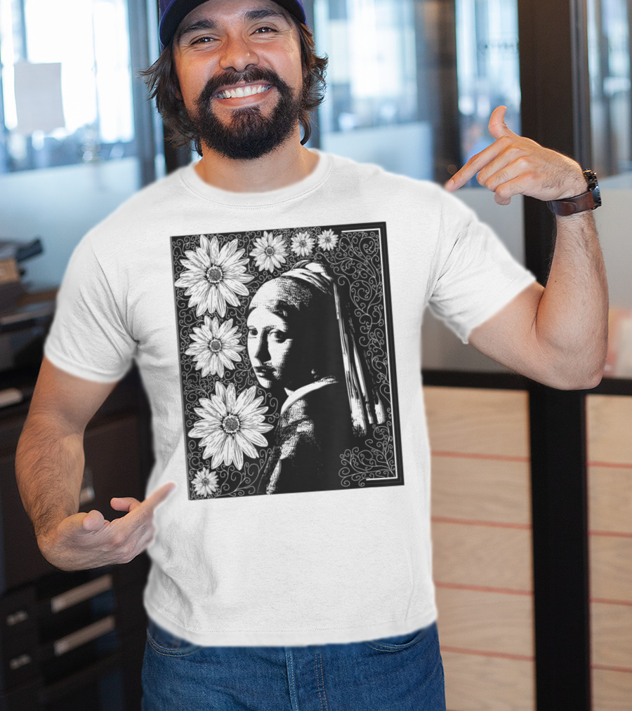 Girl With A Pearl Earring Floral T-Shirt