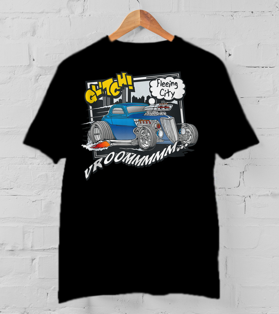 Vroom Glitch Fleeing City Classic Car 365 Funny Cute Top T-Shirt