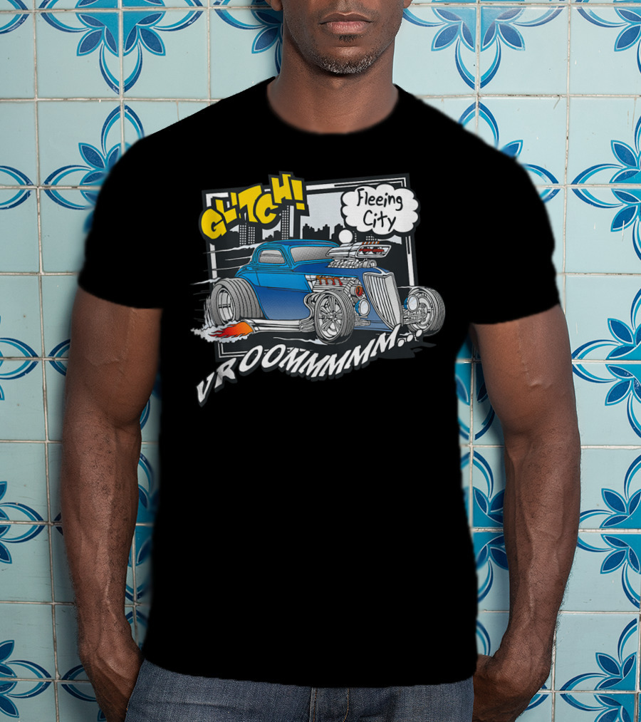 Vroom Glitch Fleeing City Classic Car 365 Funny Cute Top T-Shirt