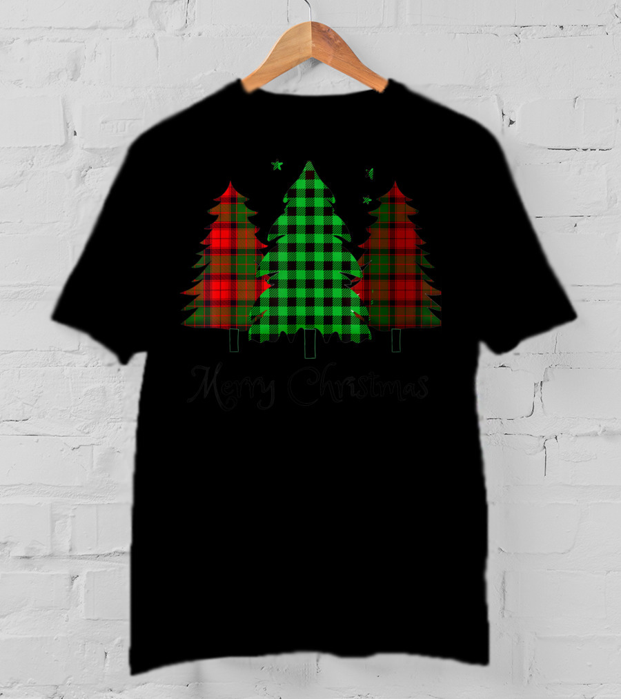 Merry Christmas Plaid Trees T-Shirt