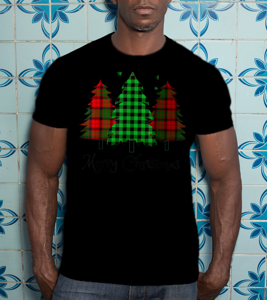 Merry Christmas Plaid Trees T-Shirt