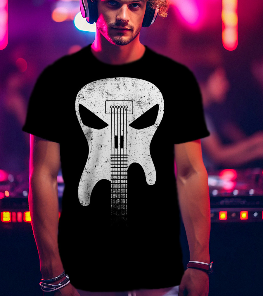 Guitar Skull Monster Classic Rock Music T-Shirt
