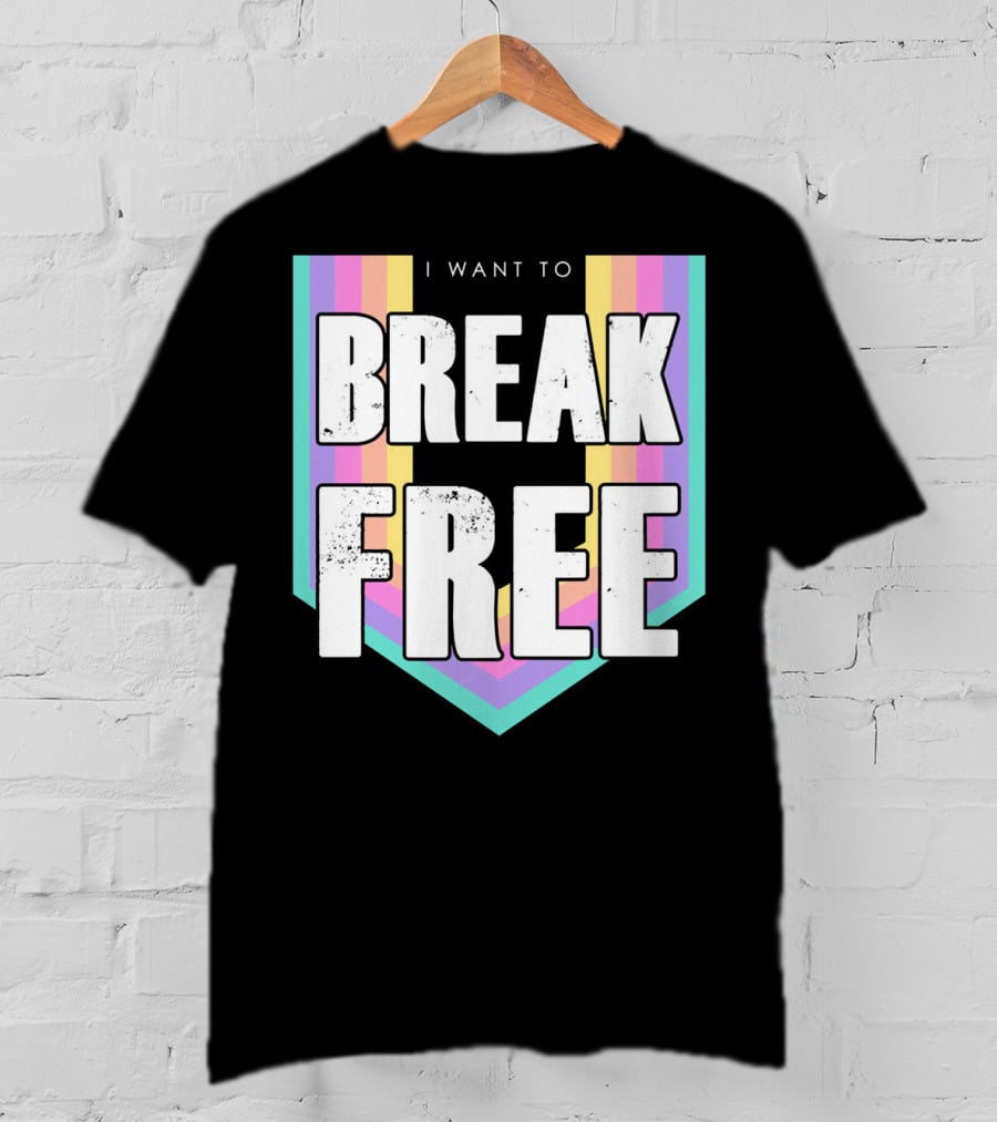 I Want To Break Free Classic Rock Music Retro Style Rainbow Stripes T-Shirt