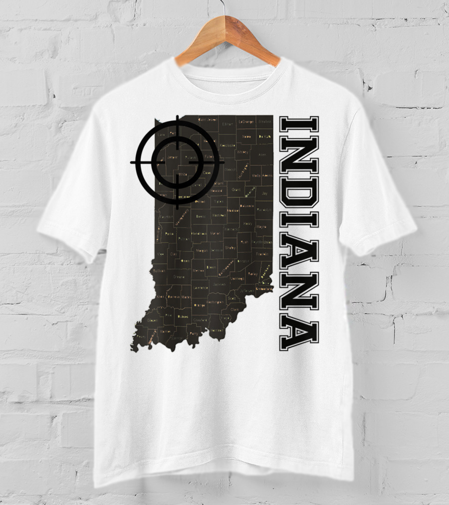 Indiana Map County Outline Vintage Classic Black EJ Maze T-Shirt