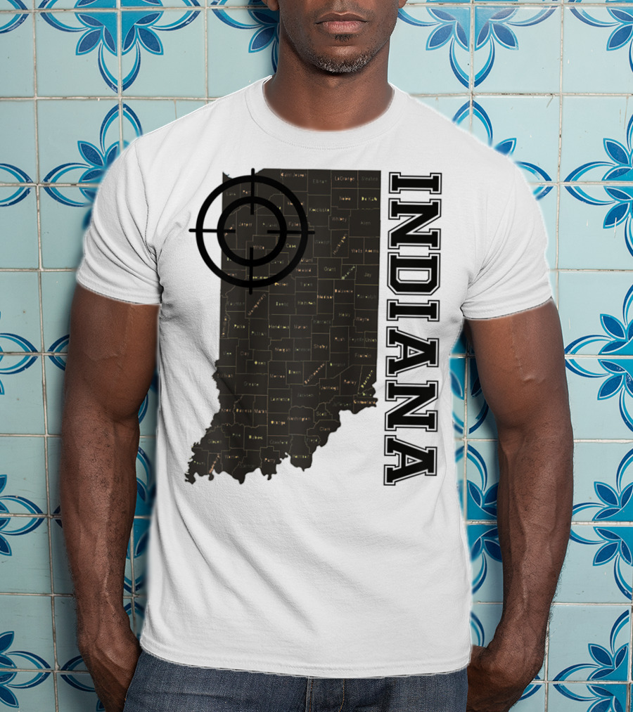 Indiana Map County Outline Vintage Classic Black EJ Maze T-Shirt