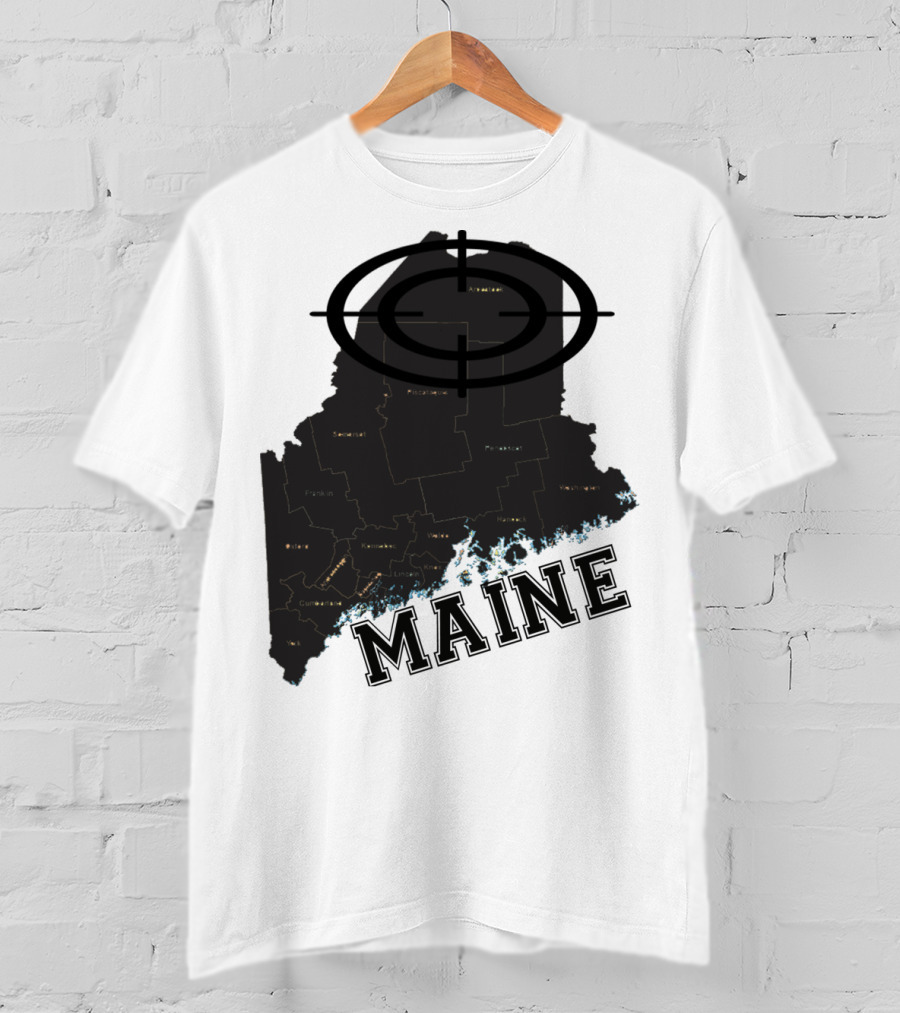 Maine Maps Classic Vintage Fun Target Overlay T-Shirt