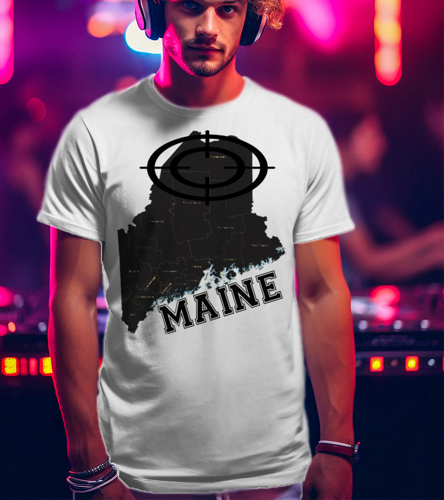 Maine Maps Classic Vintage Fun Target Overlay T-Shirt