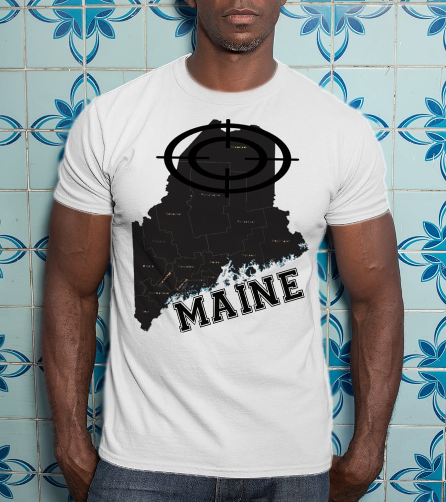 Maine Maps Classic Vintage Fun Target Overlay T-Shirt