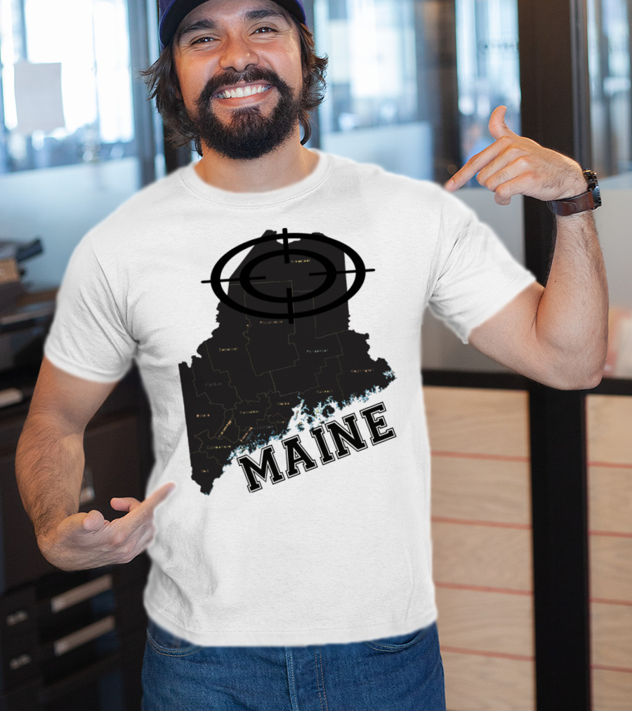 Maine Maps Classic Vintage Fun Target Overlay T-Shirt